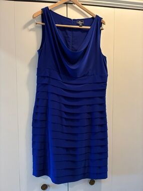 American Living Cowl Neck Royal Blue Tiered Midi Dress
